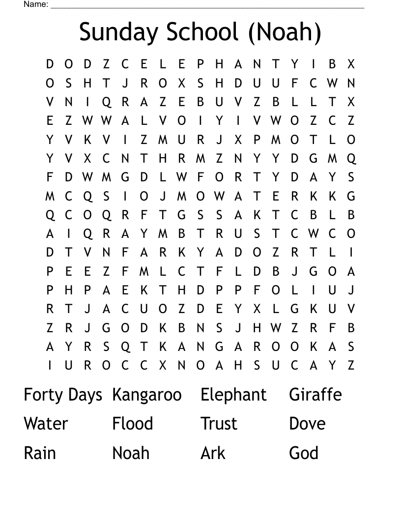 Sunday School (Noah) Word Search - Wordmint within Noah&amp;amp;#039;s Ark Word Search Printable