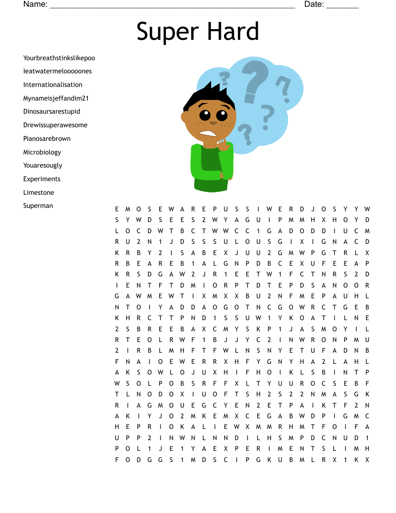 Super Hard Word Search - Wordmint intended for Free Hard Printable Word Searches
