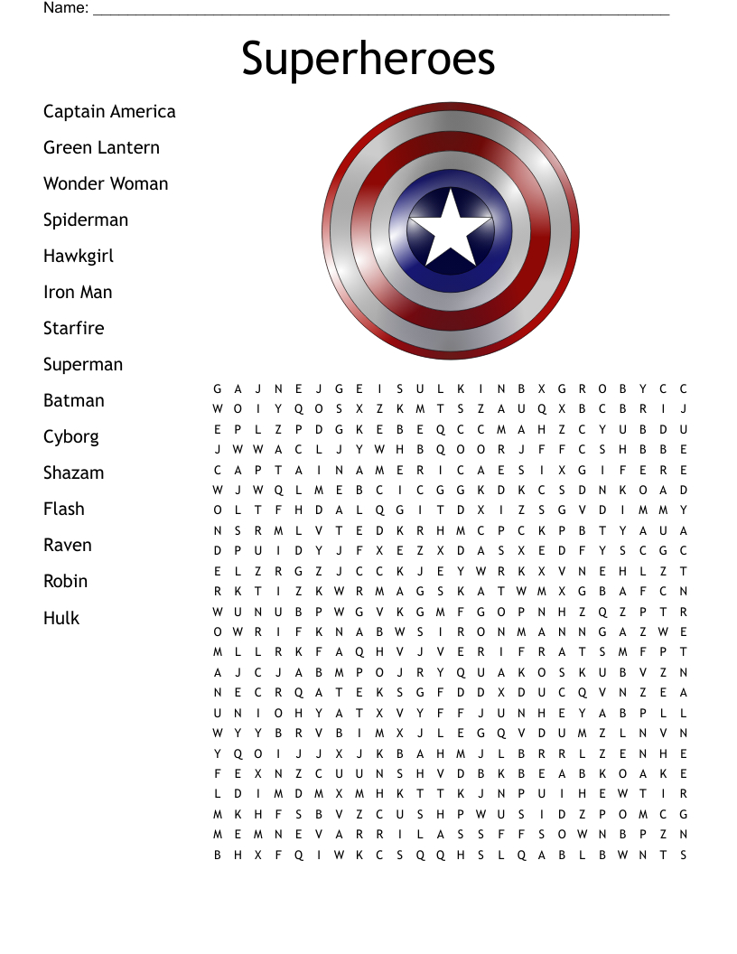 Superheroes Word Search - Wordmint with Super Hero Word Search Printable