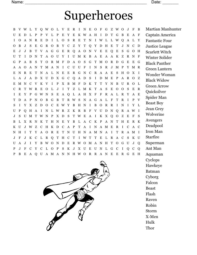 Superheroes Word Search - Wordmint within Super Hero Word Search Printable