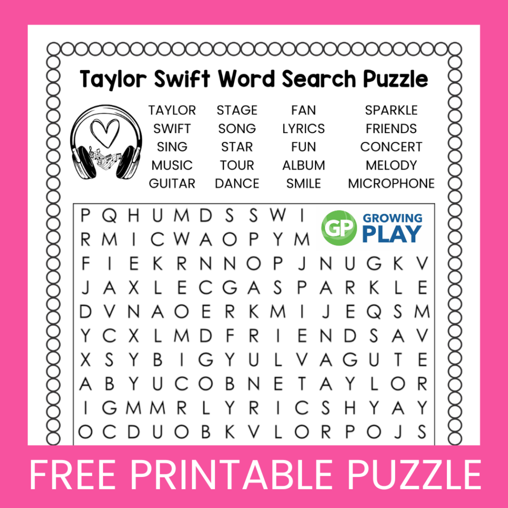 Taylor Swift Word Search Puzzle Free Printable - Growing Play in Free Printable Word Search Taylor Swift