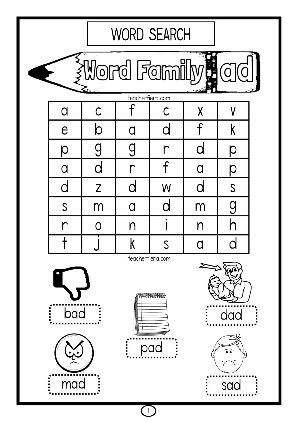Teacherfiera: The Word Search Sets Based On The Word Families within Teacherfiera Word Search Templates Colored And Black And White