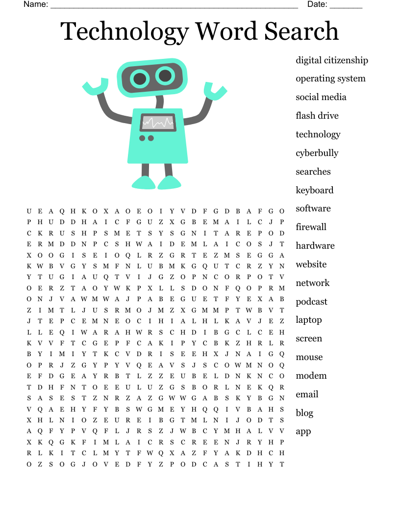 Technology Word Search - Wordmint with regard to Technology Word Search Printable