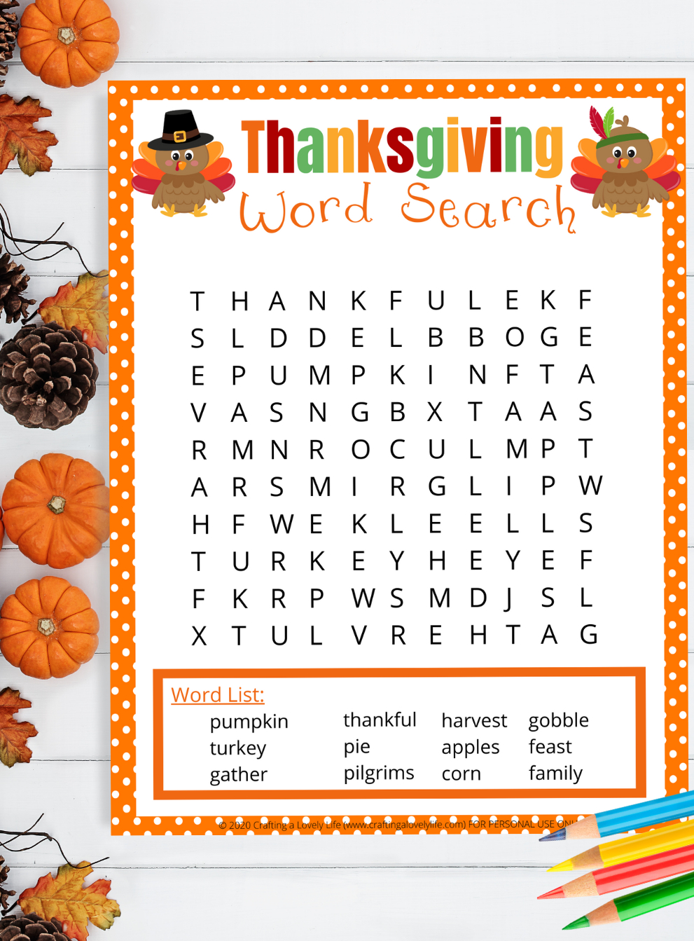 Thanksgiving Word Search Free Printable intended for Thanksgiving Free Printable Word Search