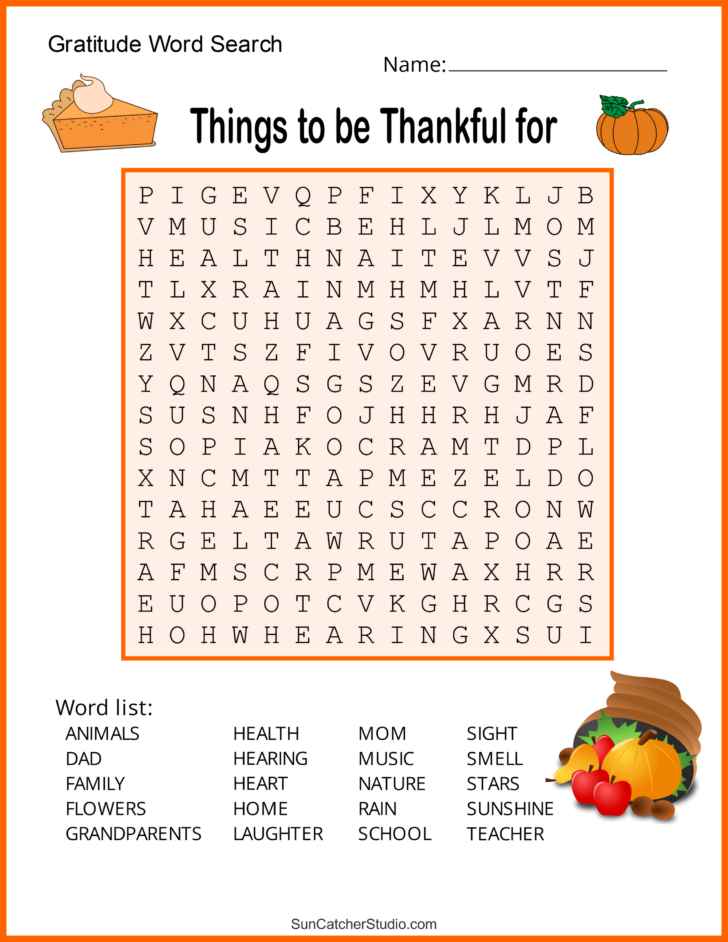Easy Thanksgiving Word Search Printable