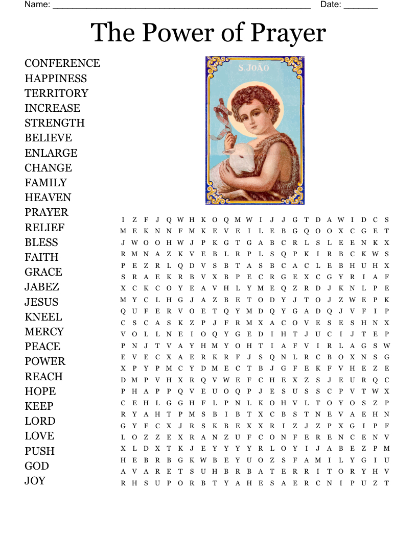 The Power Of Prayer Word Search - Wordmint regarding Printable Word Search About Prayer