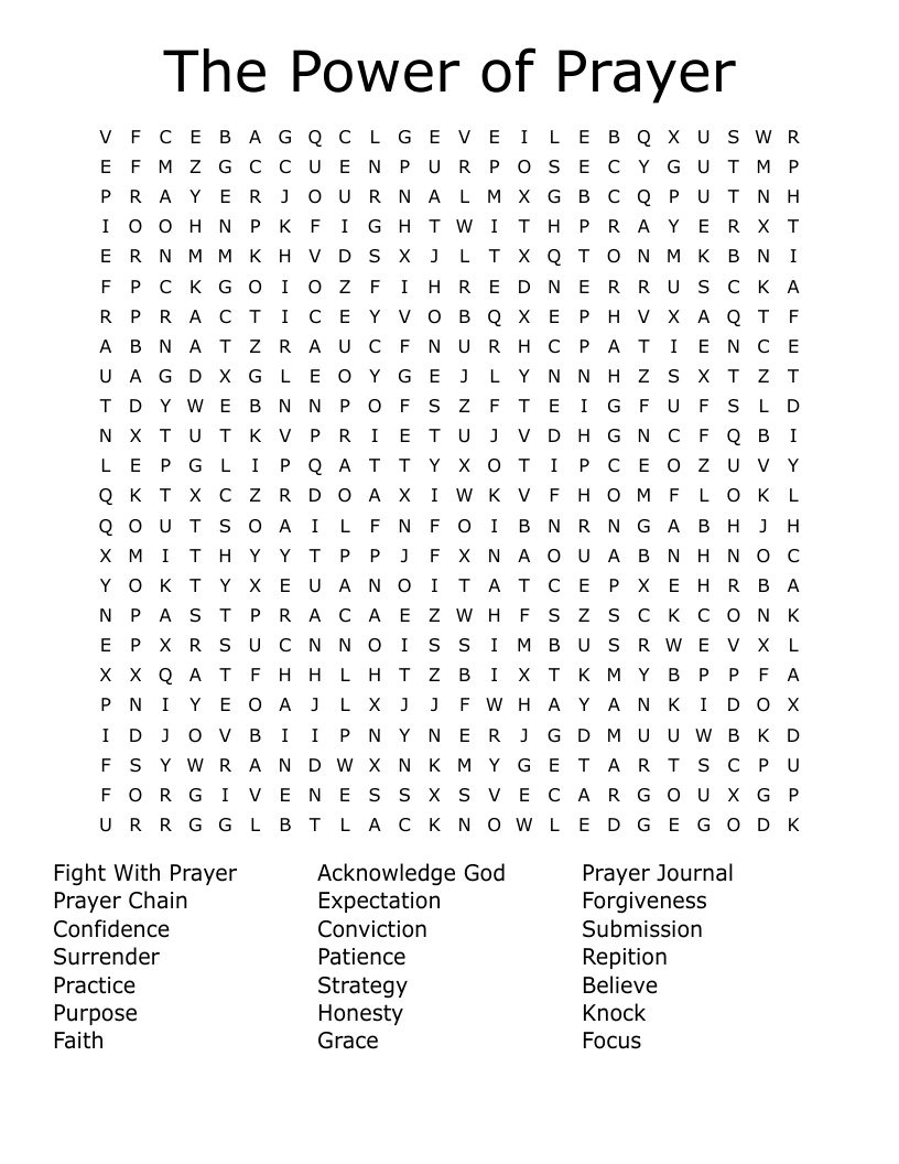 The Power Of Prayer Word Search - Wordmint throughout Printable Word Search About Prayer
