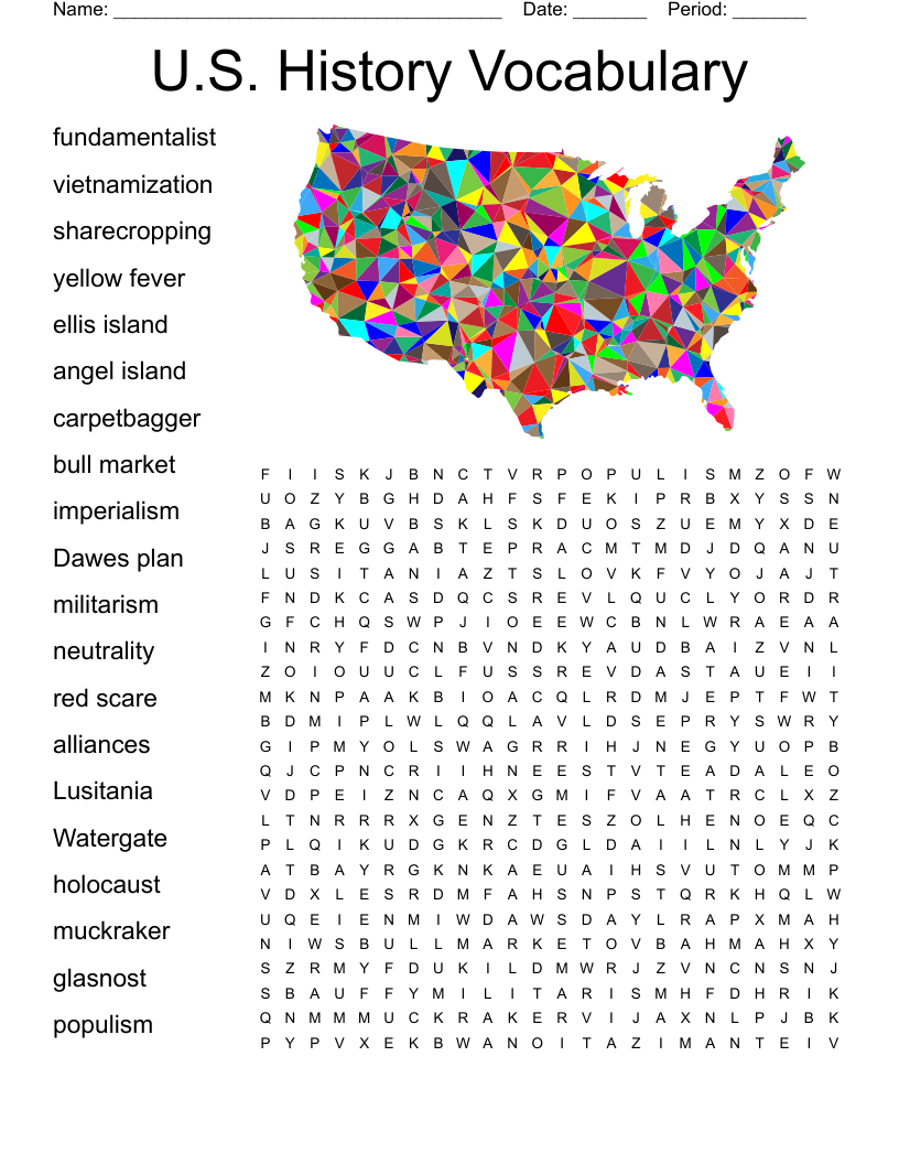 U.s. History Vocabulary Word Search - Wordmint pertaining to Word Search History Printable