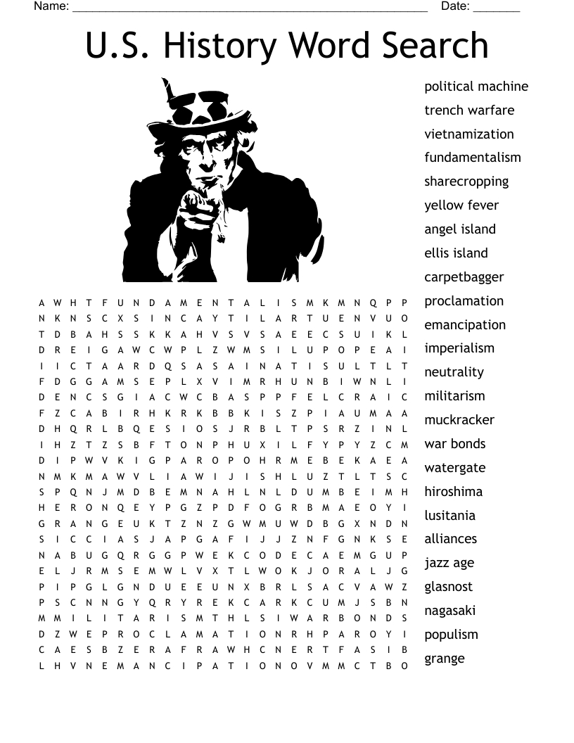 U.s. History Word Search - Wordmint pertaining to Us History Word Search Printable