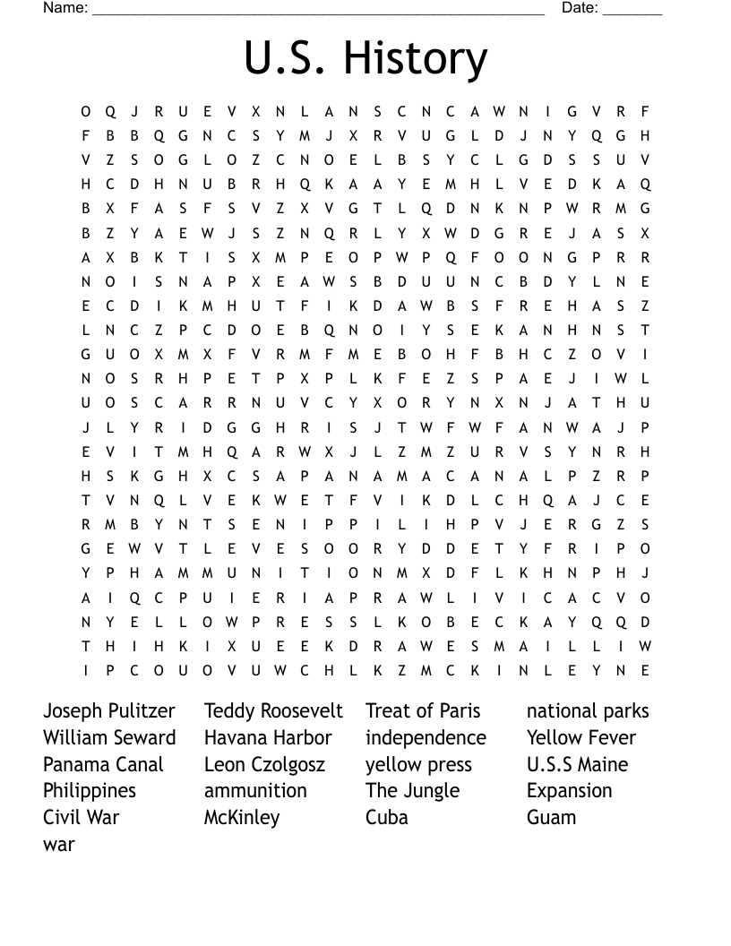 U.s. History Word Search - Wordmint within US History Word Search Printable