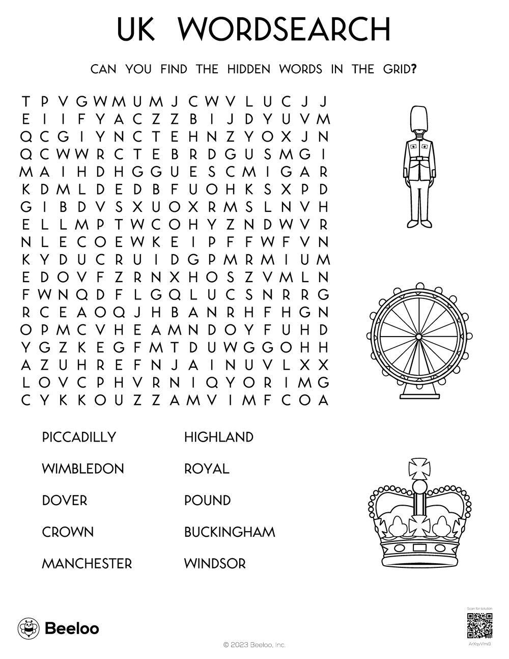 Uk Wordsearch • Beeloo Printable Crafts And Activities For Kids with regard to Free Printable Word Search Uk