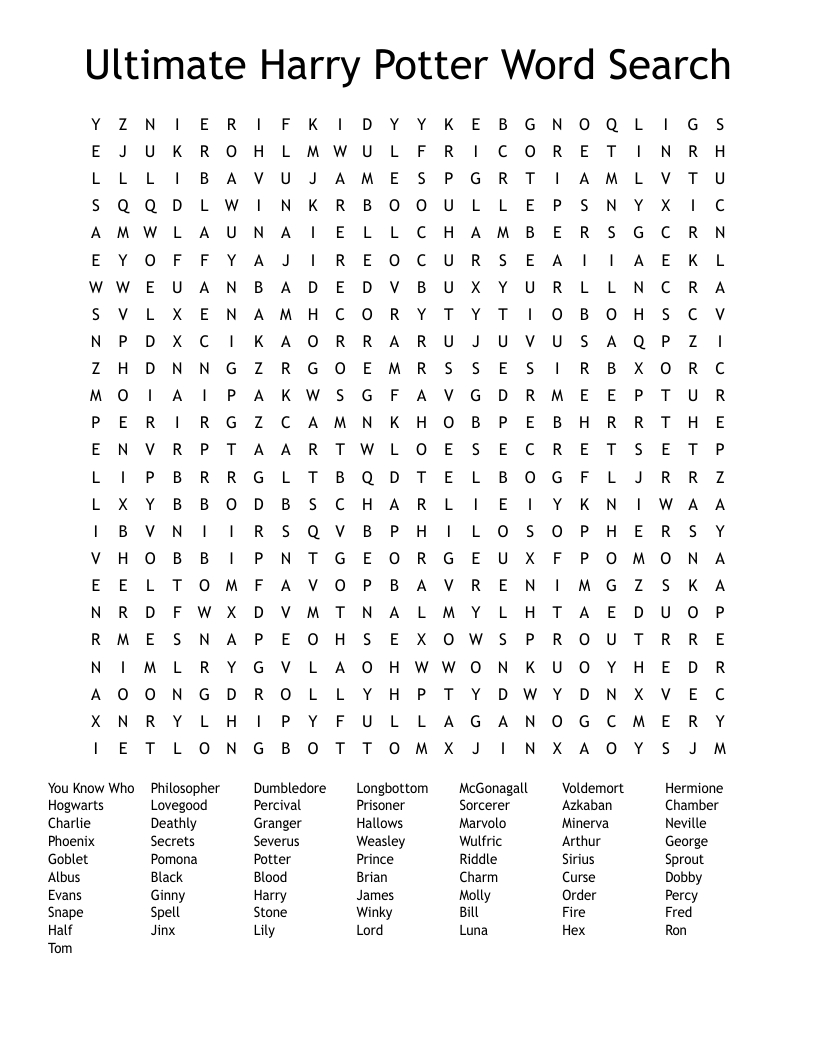 Ultimate Harry Potter Word Search - Wordmint pertaining to Harry Potter Word Searches Printable