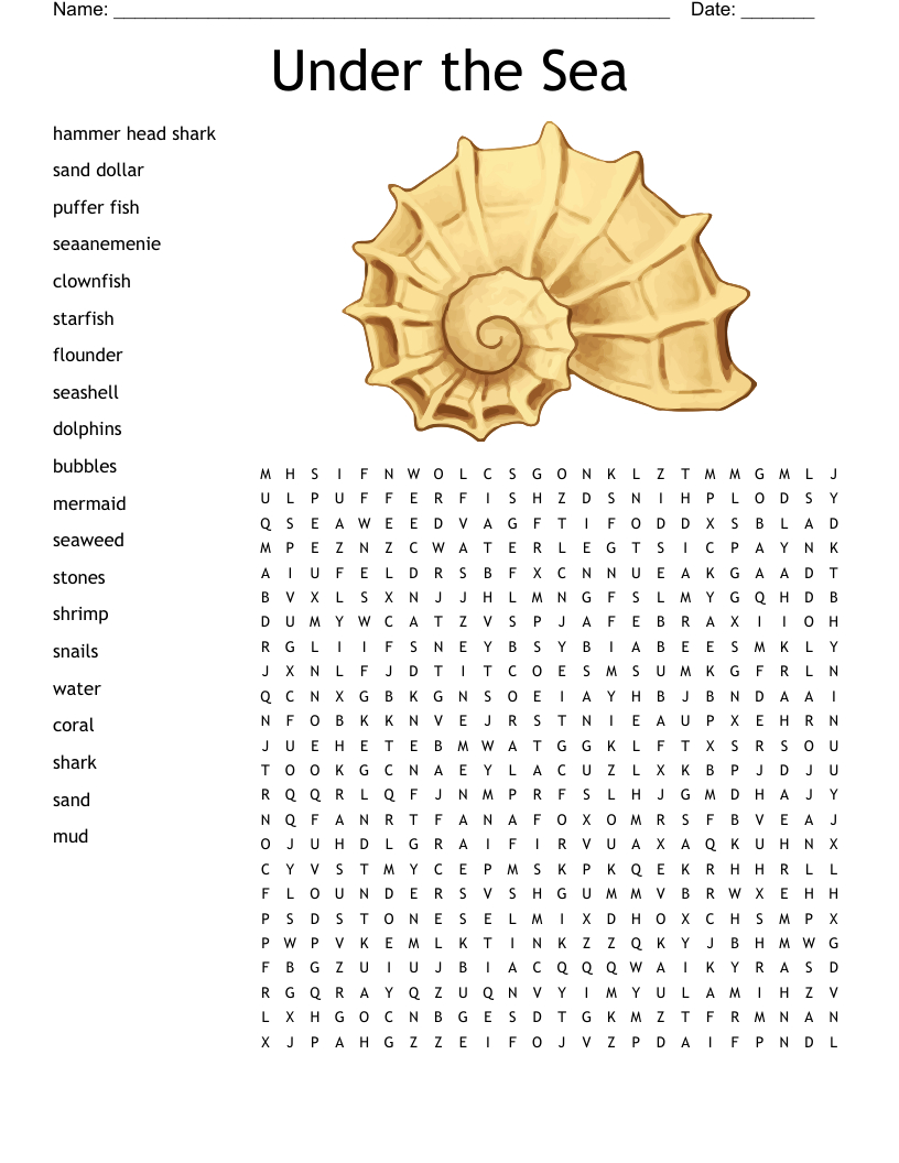 Under The Sea Word Search - Wordmint pertaining to Under The Sea Word Search Printable