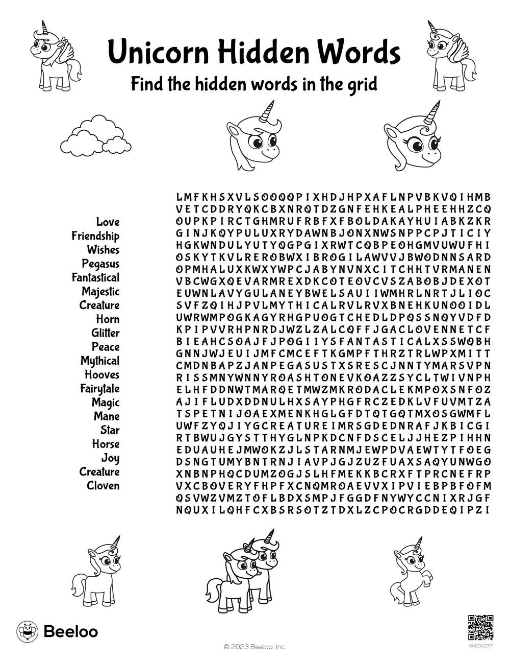 Unicorn-Themed Word Searches • Beeloo Printable Crafts And pertaining to Unicorn Word Search Printable