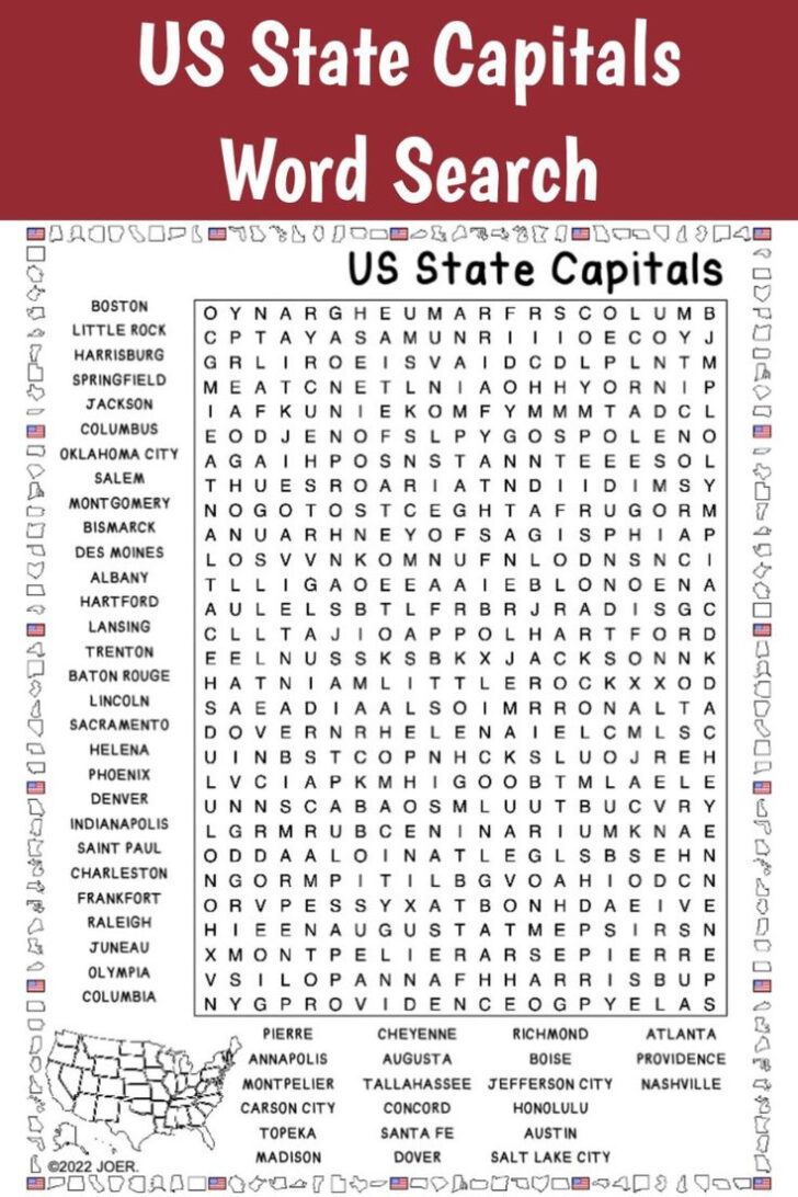 Printable Word Search Us States