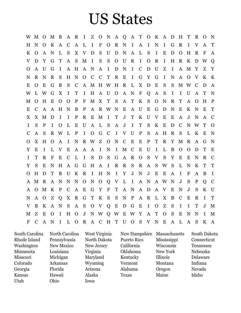 Us States Word Search - Wordmint with regard to Printable Word Search Us States