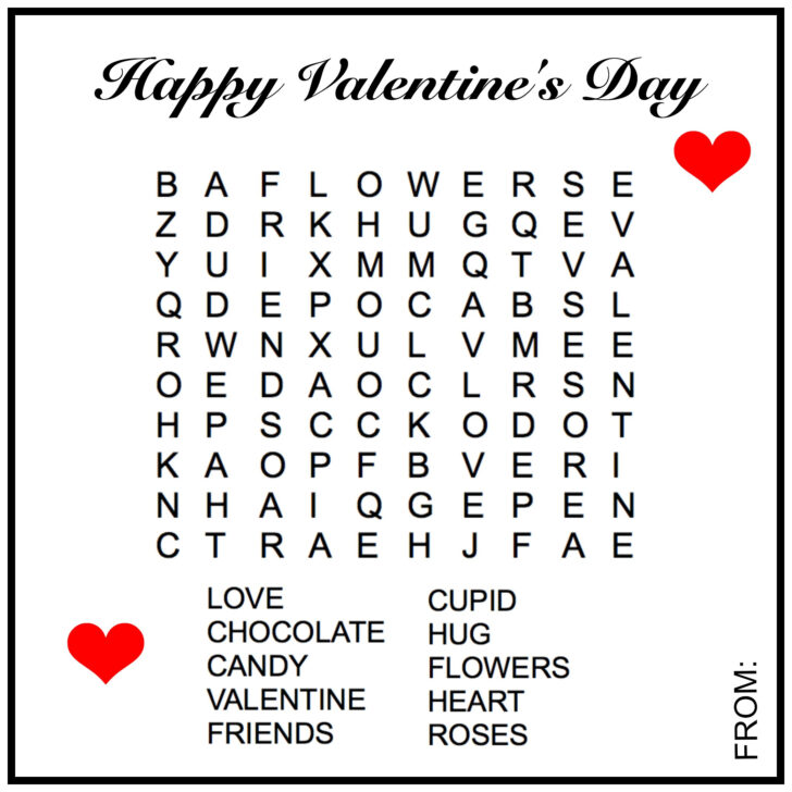 Valentine Word Search Printable Free