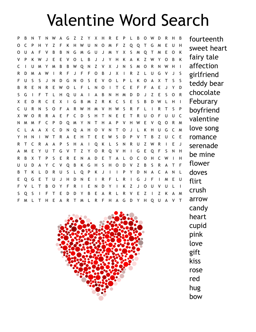 Valentine Word Search - Wordmint with Valentine Printable Word Search