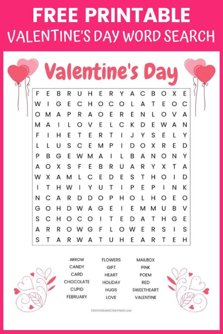 Free Printable Valentine Word Searches