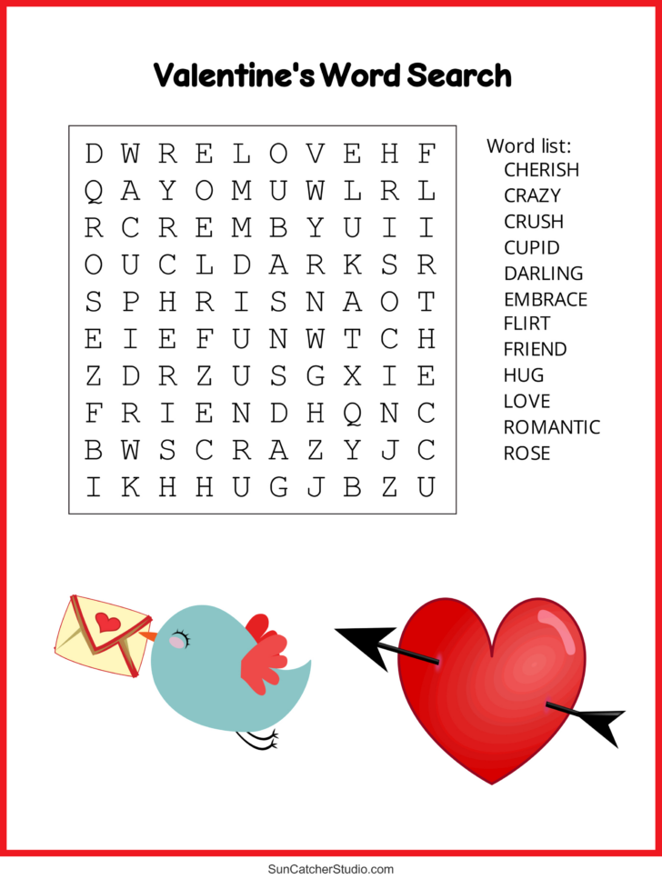 Valentines Word Search Printable Valentines Word Search Printable