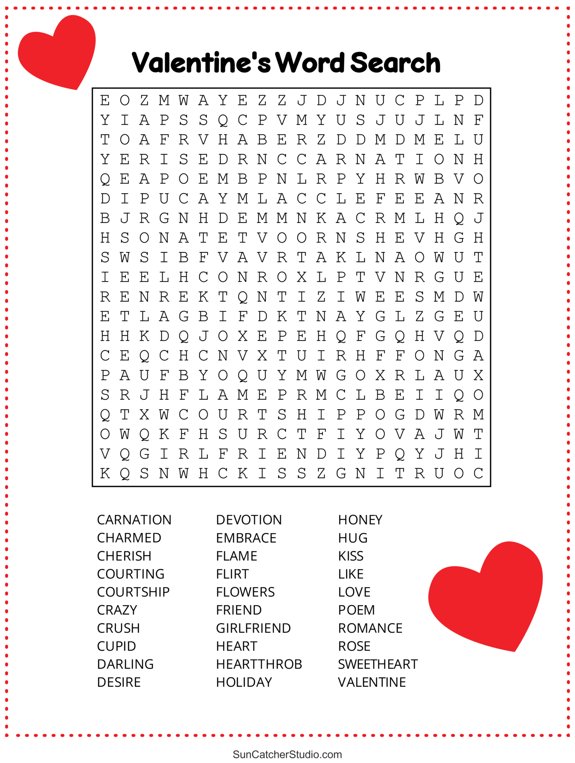 Valentine&amp;#039;S Day Word Search (Free Printable Pdf Puzzles) – Free with Free Printable Valentine&amp;amp;#039;s Day Word Search