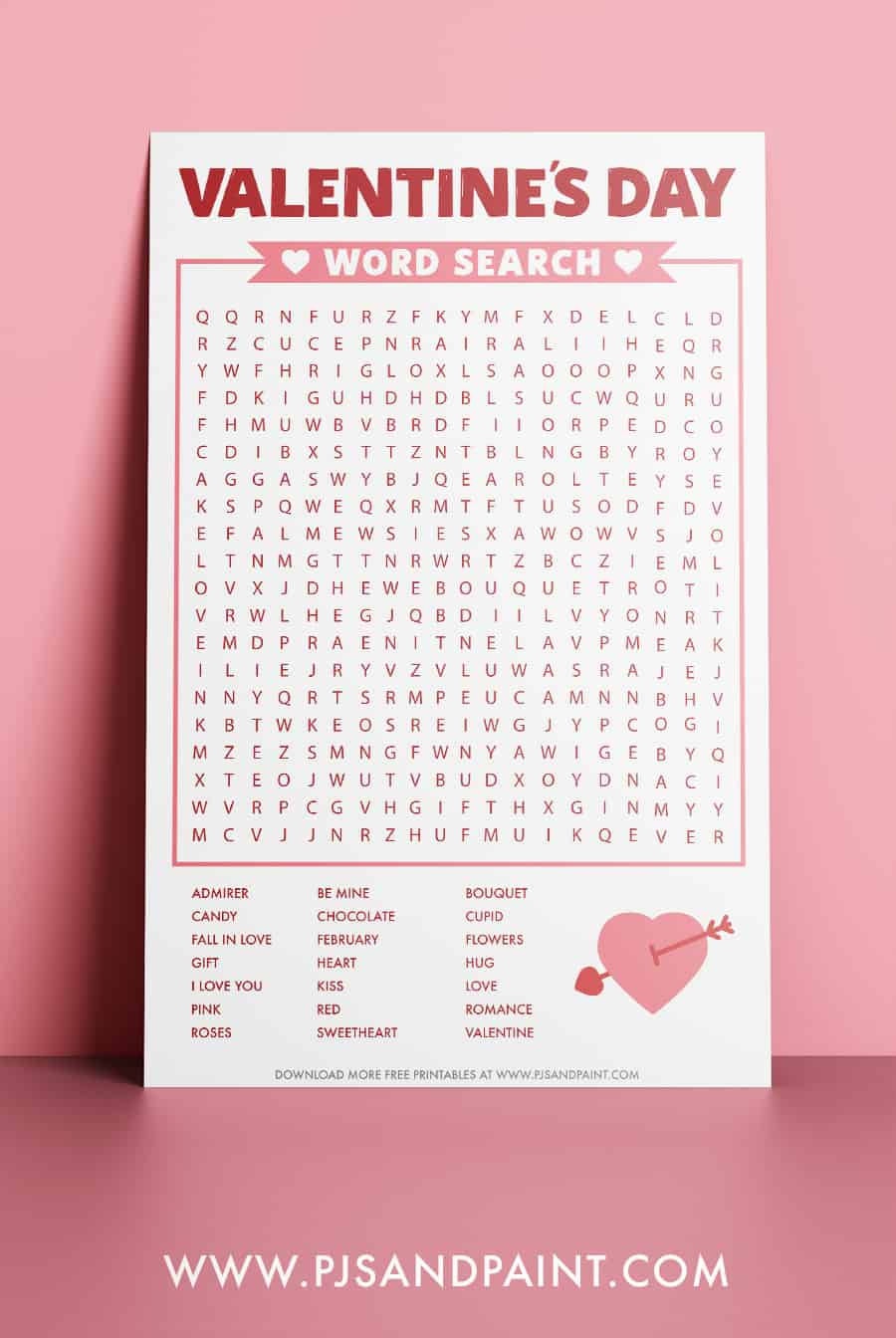 Valentine&amp;#039;S Day Word Search - Free Printable - Pjs And Paint inside Valentine Word Search Printable Free