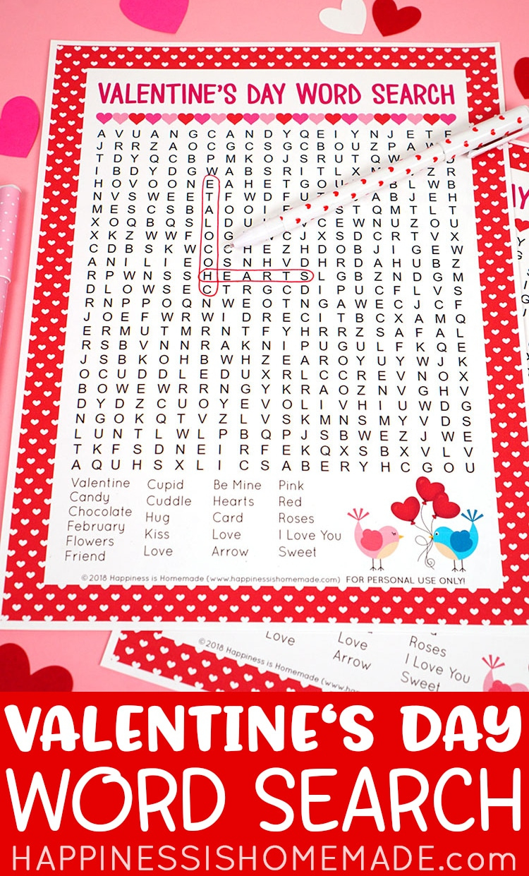 Valentine&amp;#039;S Day Word Search Printable - Happiness Is Homemade with regard to Valentines Day Word Search Printable