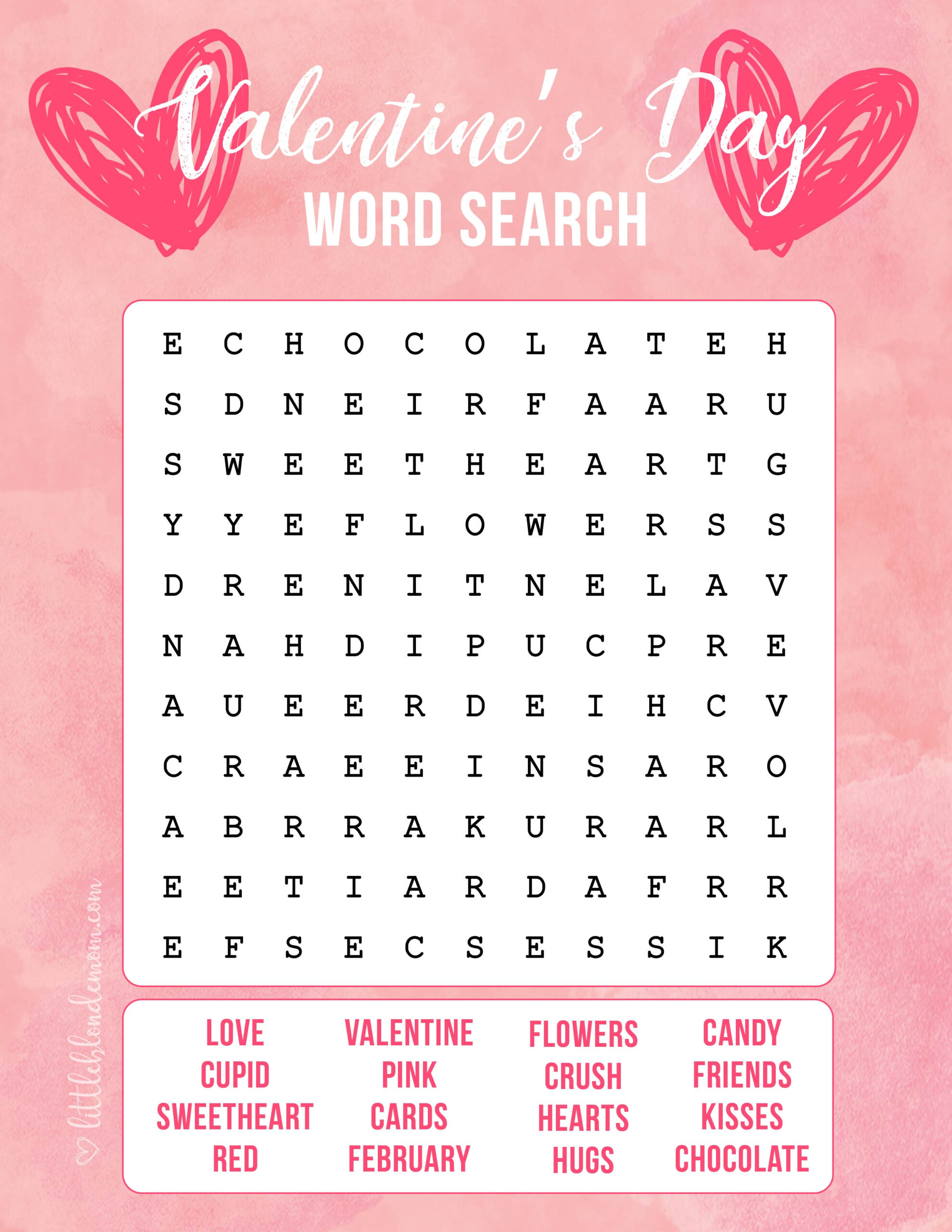 Valentine&amp;#039;S Day Word Search Printable - Little Blonde Mom in Valentine&amp;#039;S Word Search Printable