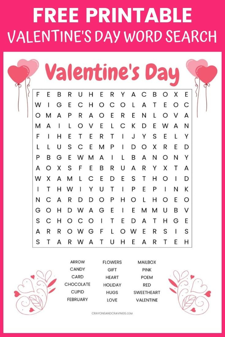 Valentine&amp;#039;S Day Word Search within Free Printable Valentine&amp;amp;#039;s Day Word Search