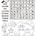 Vector Black And White Under The Sea Word Search Puzzle For Kids Pertaining To Under The Sea Word Search Printable