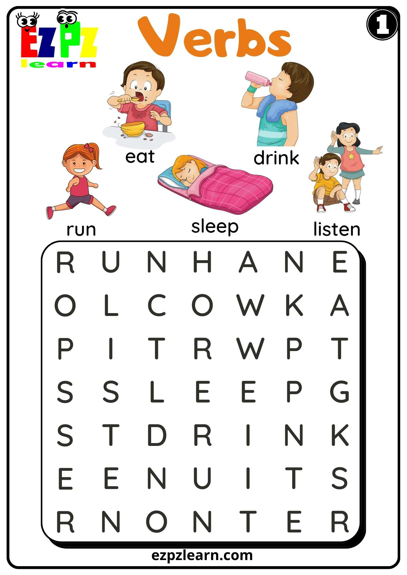 Verbs Word Search Worksheet For Esl And Home Schooling within Printable Word Search Verbs
