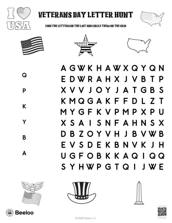 Veterans Day Word Search Free Printable