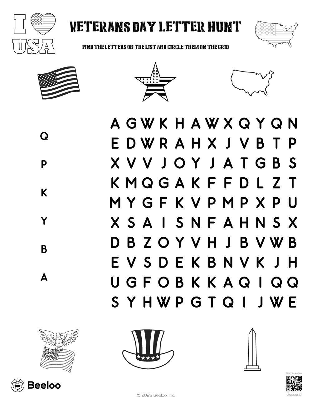Veterans Day-Themed Word Searches • Beeloo Printable Crafts And intended for Veterans Day Word Search Free Printable