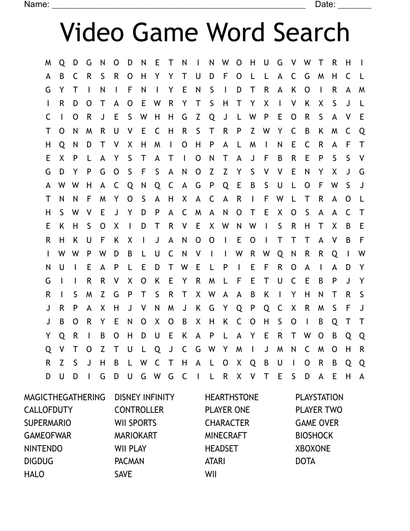 Video Game Word Search - Wordmint intended for Printable Word Search Video Games