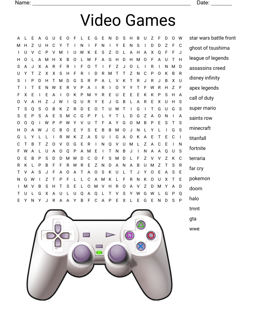 Video Games Word Search - Wordmint with Video Game Word Search Printable