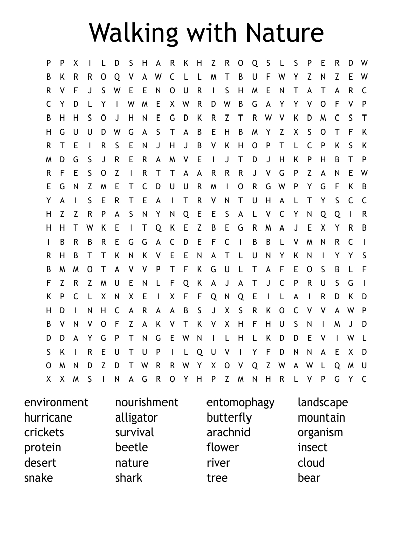 Walking With Nature Word Search - Wordmint throughout Printable Word Search Nature