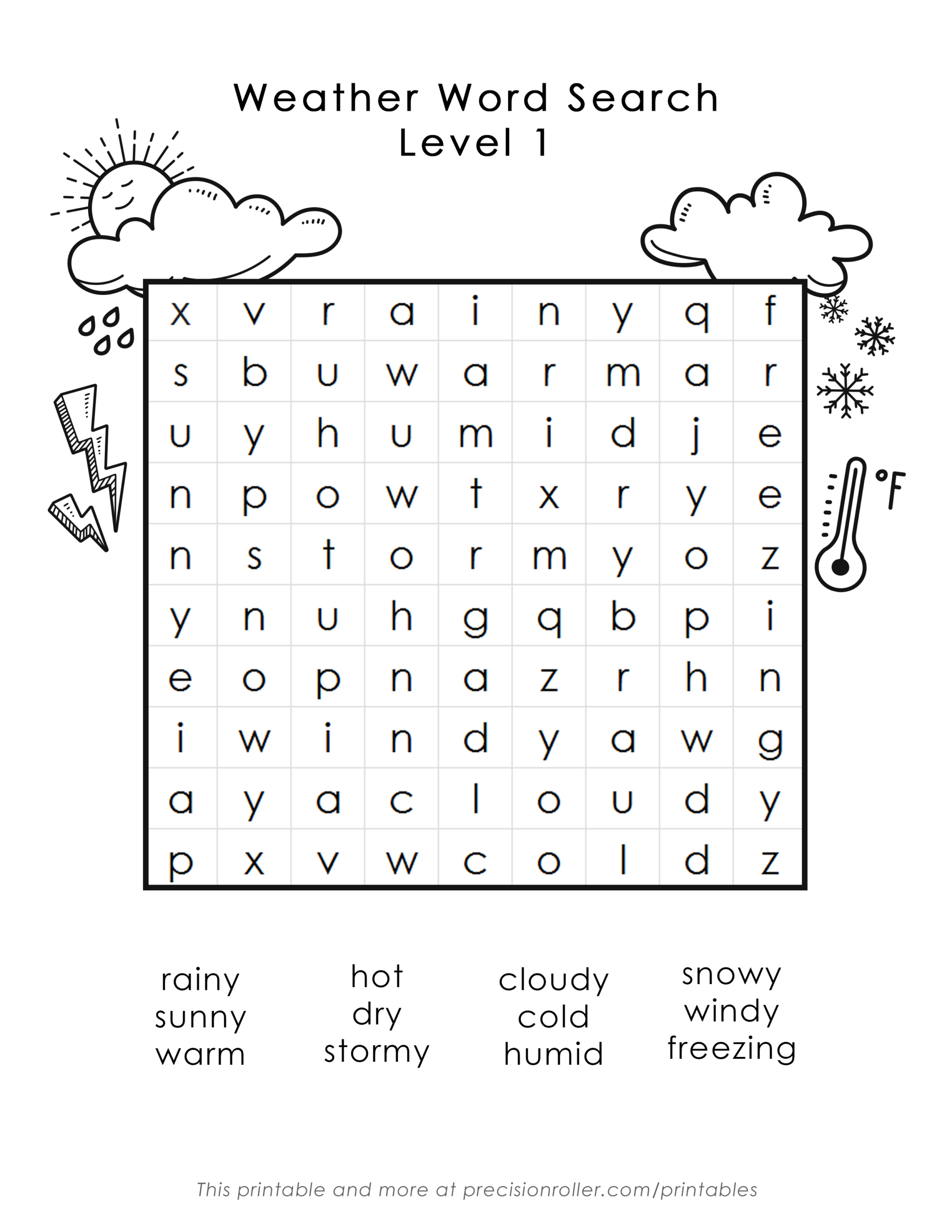 Weather-Themed Word Search - Precision Printables regarding Weather Word Search Printable