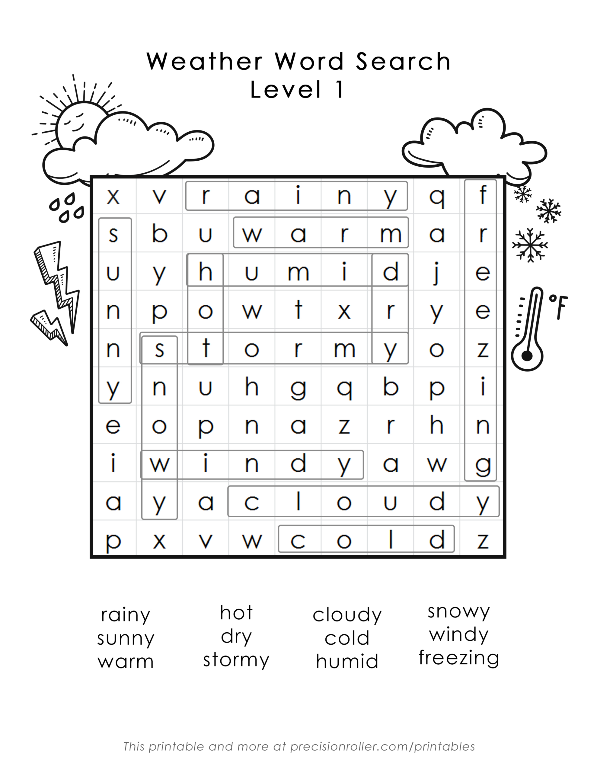 Weather-Themed Word Search - Precision Printables within Free Printable Word Search Puzzles Weather