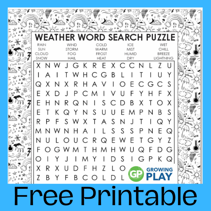 Free Printable Word Search Puzzles Weather