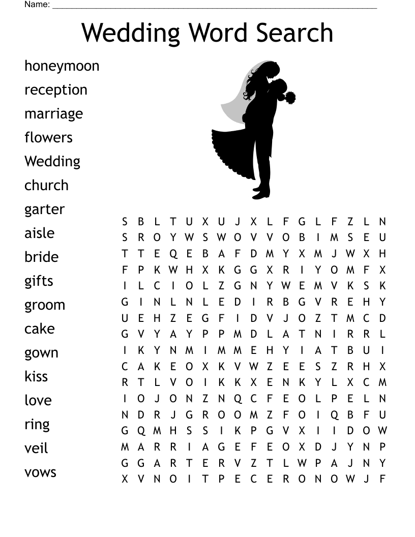 Wedding Word Search - Wordmint inside Wedding Word Search Printable