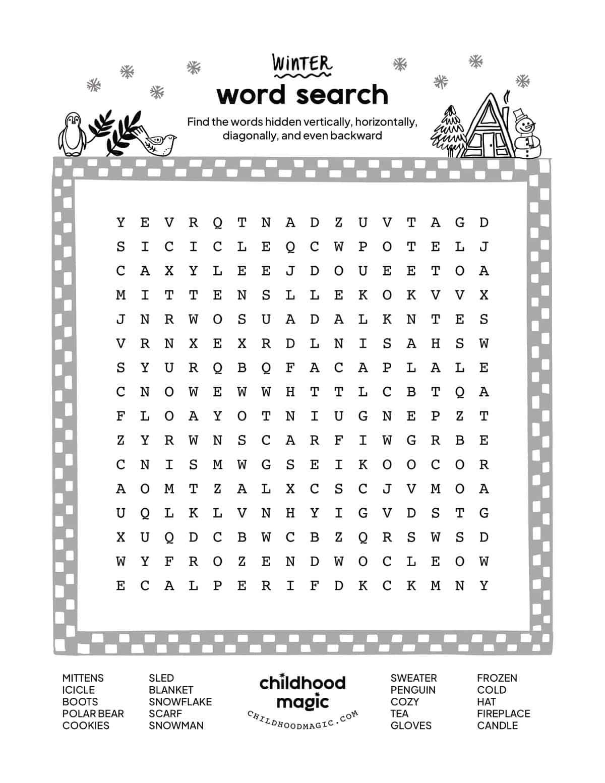 Winter Word Search - Childhood Magic for Winter Word Searches Free Printable