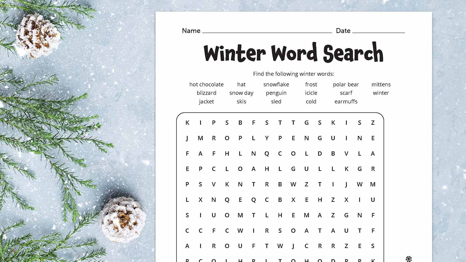 Winter Word Search: Free Printable Worksheet Plus Answer Key with Free Winter Word Search Printable