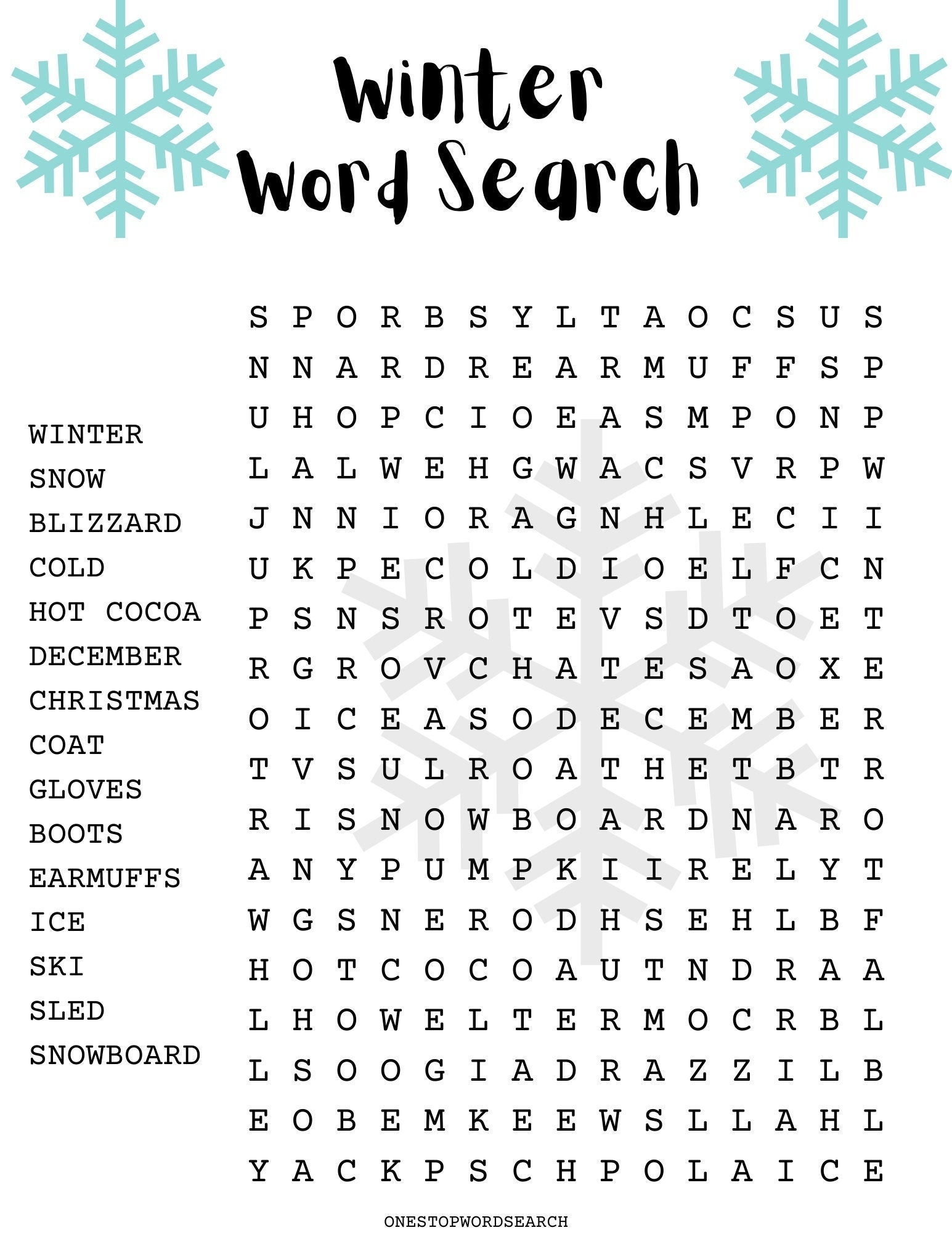 Winter Word Search Puzzle With Answer Sheet| Seasonal Puzzles pertaining to Word Search Puzzle Books For Adults Printable Free Christmas