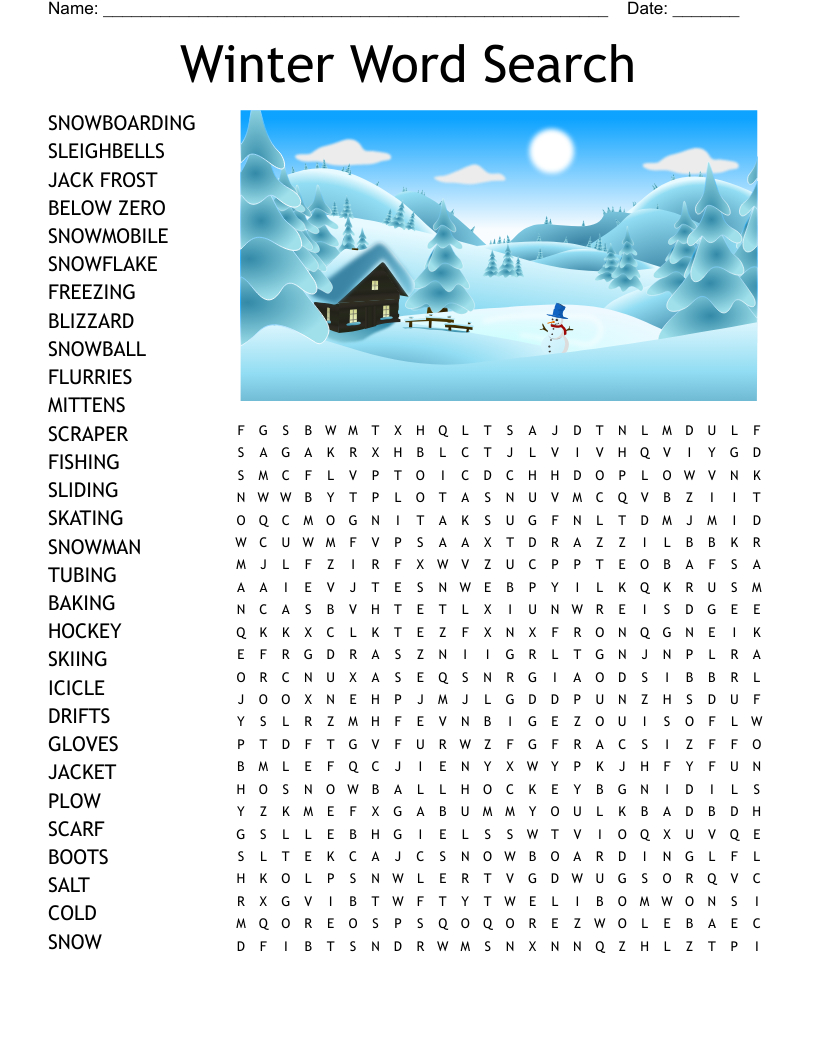 Winter Word Search - Wordmint in Printable Word Search Winter