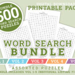Word Search Bundle   Volume 1   5 Bundle | 500 Printable Puzzle In Printable Word Search Bundle