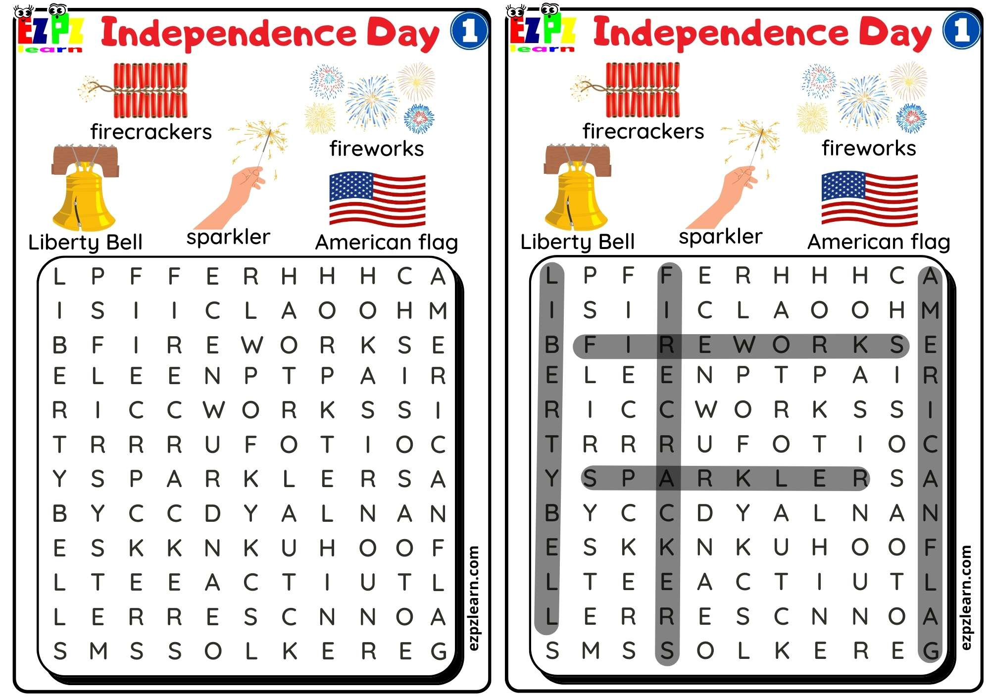 Word Search For Independence Day Group 1 - Ezpzlearn intended for Independence Day Printable Word Search