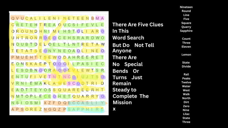 Printable Word Search with Hidden Clue