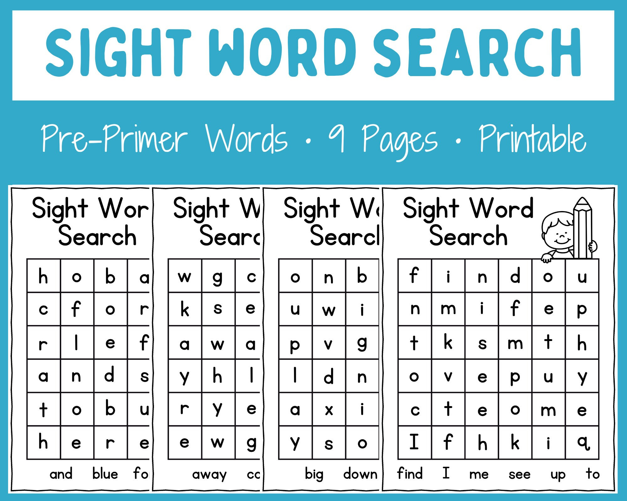 Word Search - Sight Words - Printable - Worksheets - Pre-K with Printable Word Search Sight Words