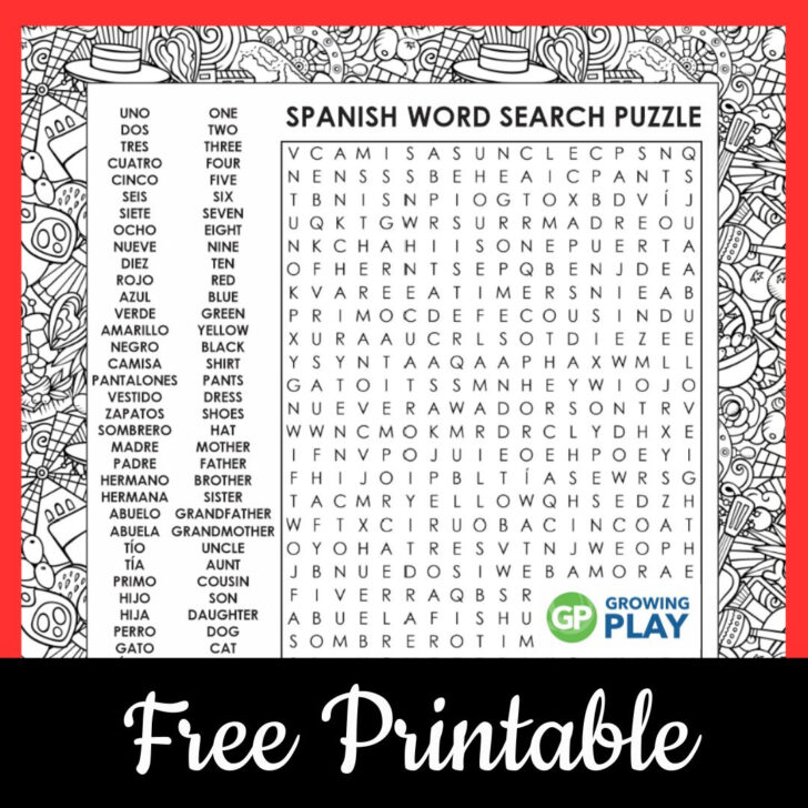 Word Search in Spanish Printable Word Search in Spanish Printable