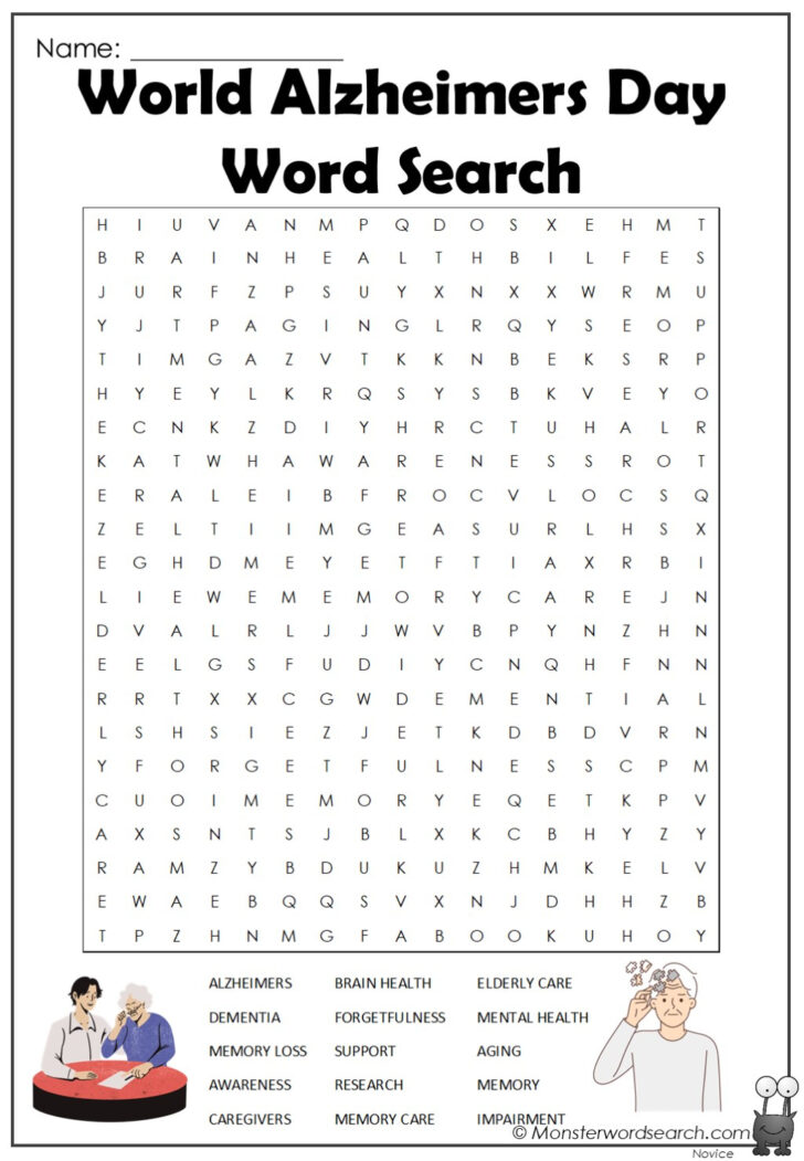 Free Printable Word Search For Seniors with Dementia